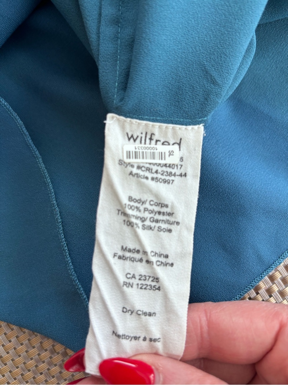 💎 Aritzia Wilfred Teal Draped Sleeveless Blouse Size S - Picture 8 of 8